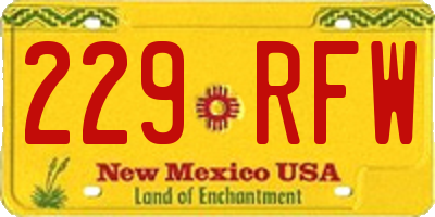 NM license plate 229RFW