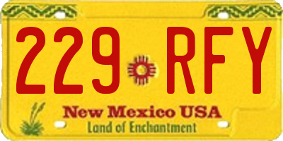 NM license plate 229RFY