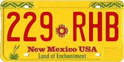 NM license plate 229RHB