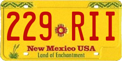 NM license plate 229RII