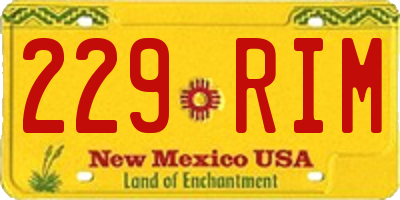 NM license plate 229RIM