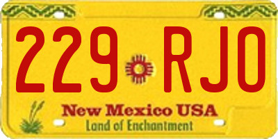 NM license plate 229RJO