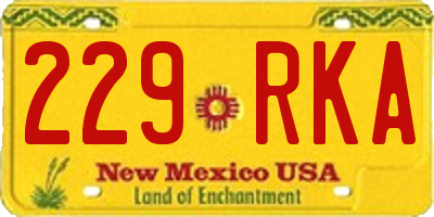 NM license plate 229RKA