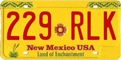 NM license plate 229RLK