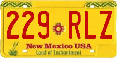 NM license plate 229RLZ