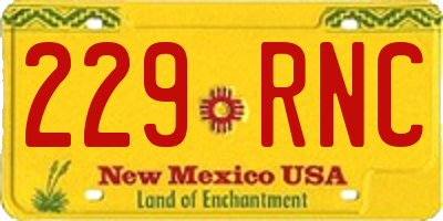 NM license plate 229RNC