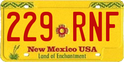 NM license plate 229RNF
