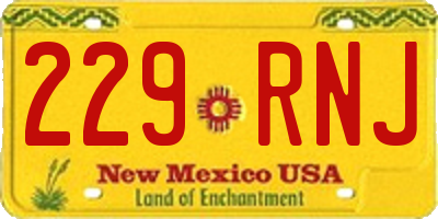 NM license plate 229RNJ