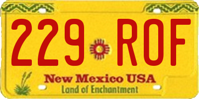 NM license plate 229ROF