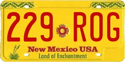 NM license plate 229ROG