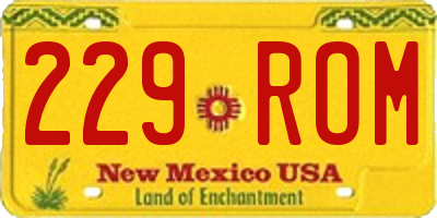 NM license plate 229ROM