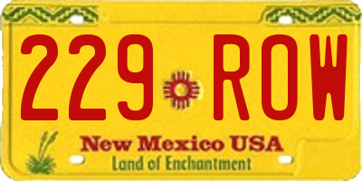 NM license plate 229ROW