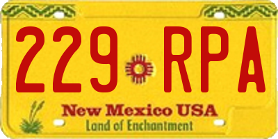 NM license plate 229RPA