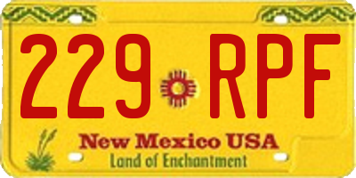 NM license plate 229RPF