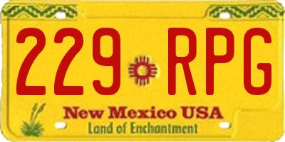 NM license plate 229RPG