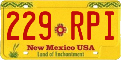 NM license plate 229RPI