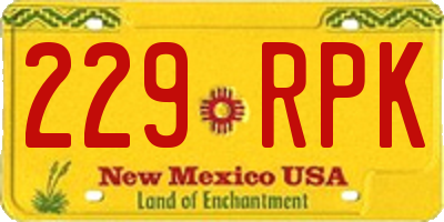 NM license plate 229RPK