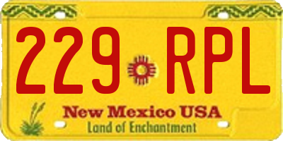 NM license plate 229RPL