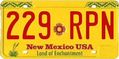 NM license plate 229RPN