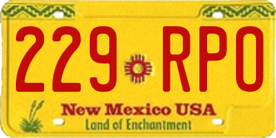 NM license plate 229RPO