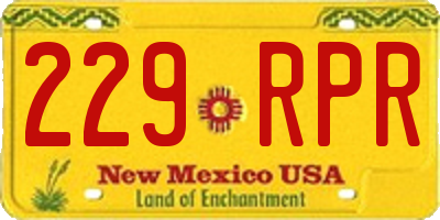 NM license plate 229RPR