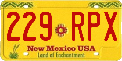 NM license plate 229RPX