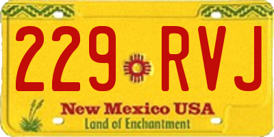 NM license plate 229RVJ