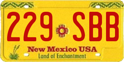 NM license plate 229SBB