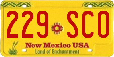NM license plate 229SCO