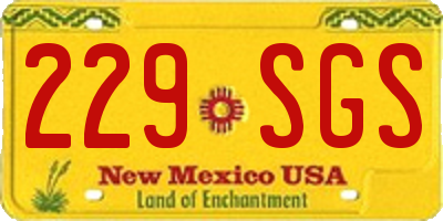 NM license plate 229SGS