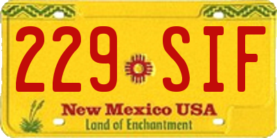 NM license plate 229SIF