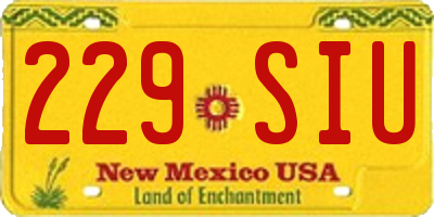 NM license plate 229SIU