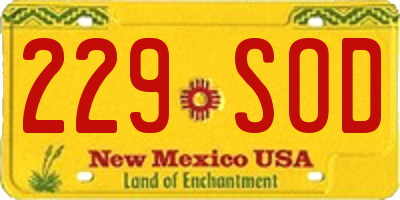 NM license plate 229SOD