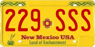 NM license plate 229SSS