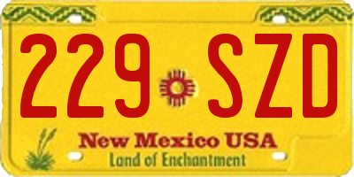 NM license plate 229SZD