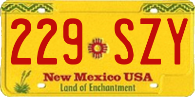 NM license plate 229SZY