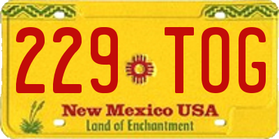 NM license plate 229TOG