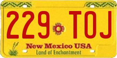 NM license plate 229TOJ