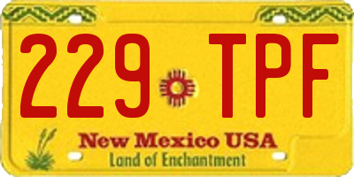 NM license plate 229TPF