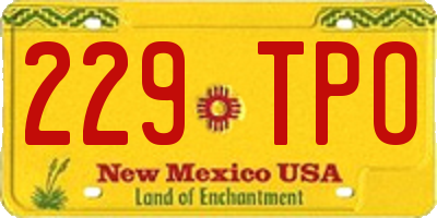 NM license plate 229TPO