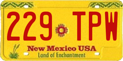 NM license plate 229TPW
