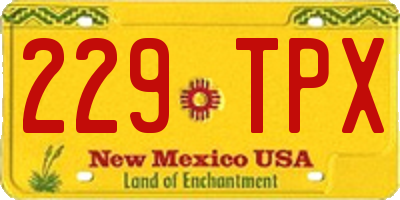 NM license plate 229TPX