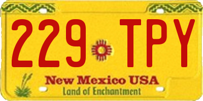 NM license plate 229TPY