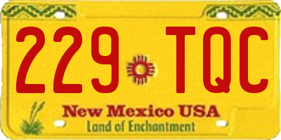 NM license plate 229TQC