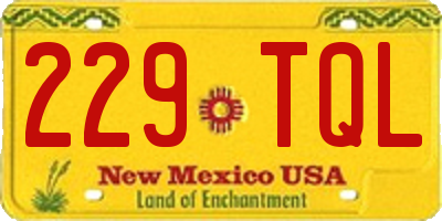 NM license plate 229TQL