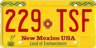 NM license plate 229TSF