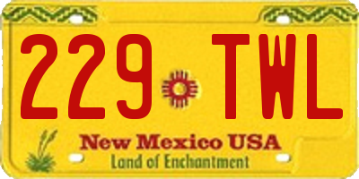NM license plate 229TWL
