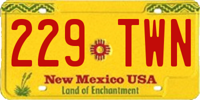 NM license plate 229TWN