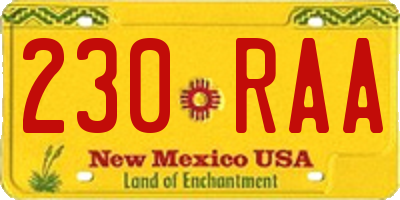 NM license plate 230RAA