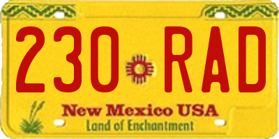 NM license plate 230RAD